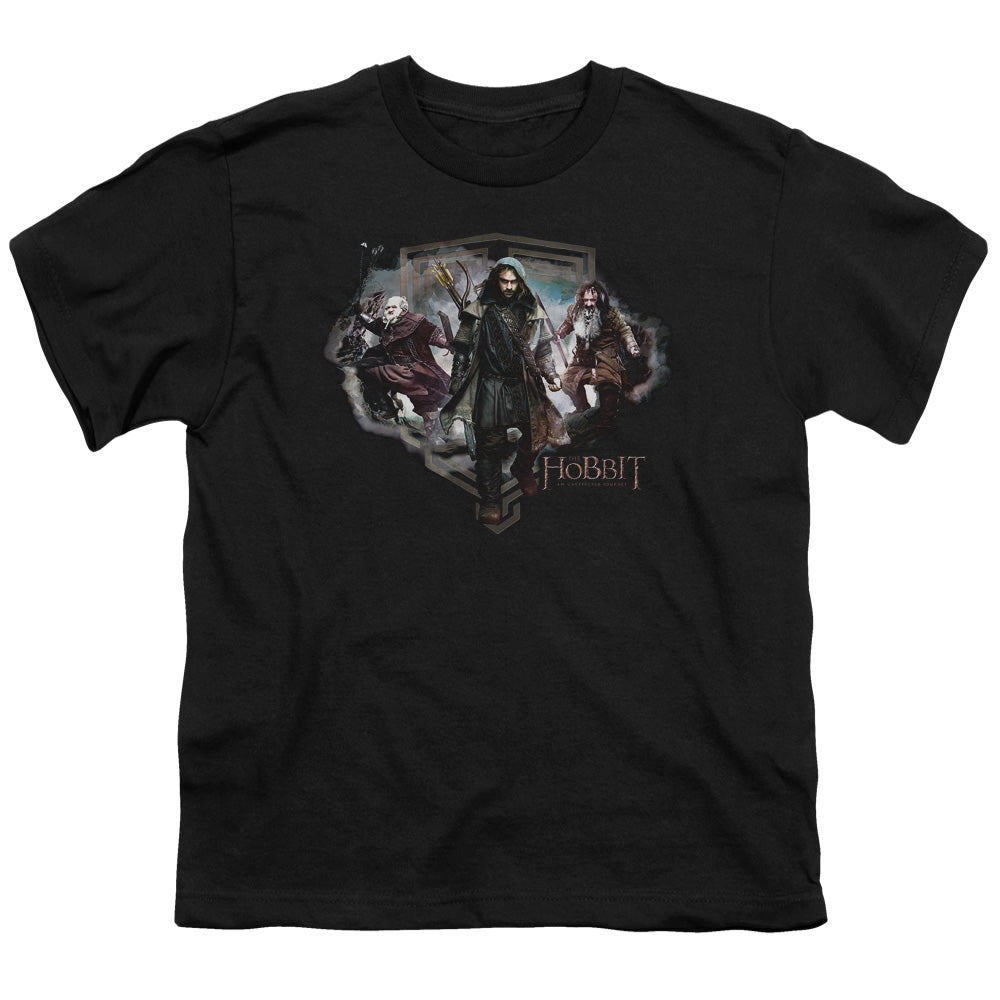 The Hobbit Three Dwarves Kids Youth T Shirt Black