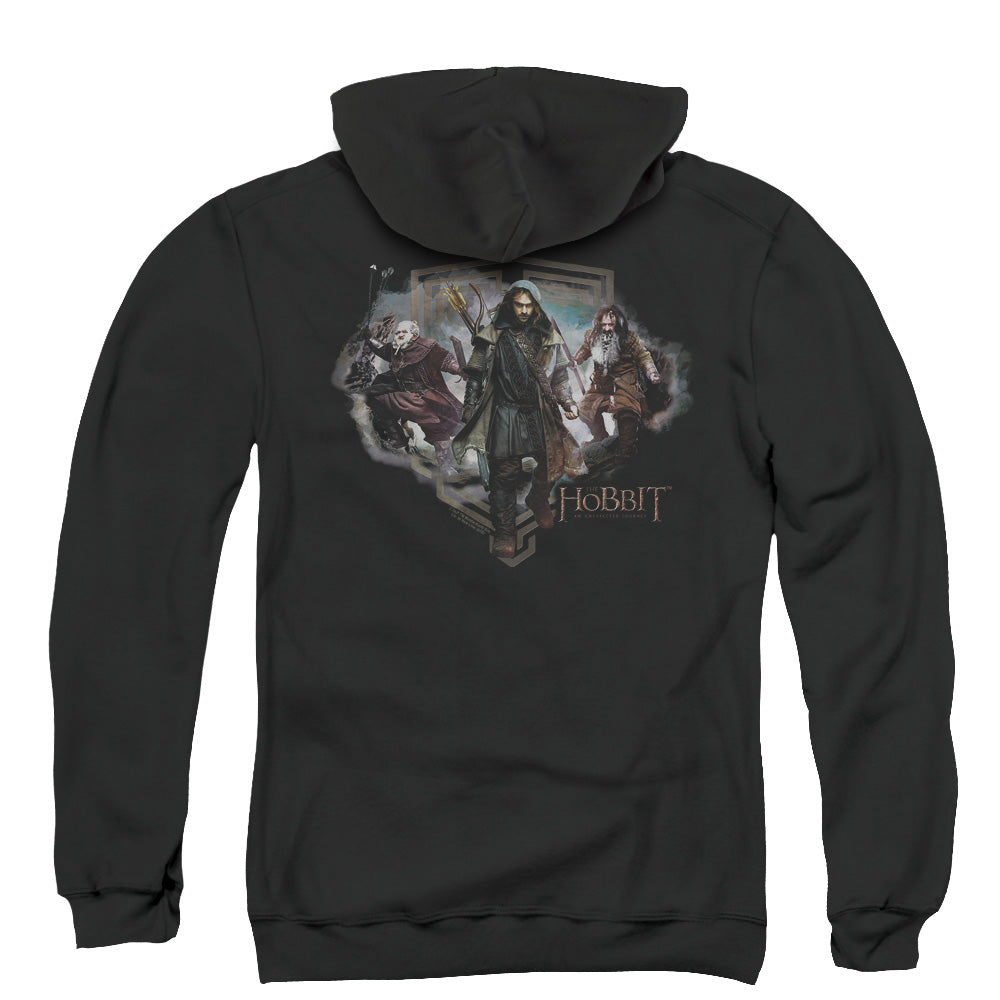 The Hobbit Three Dwarves Back Print Zipper Mens Hoodie Black