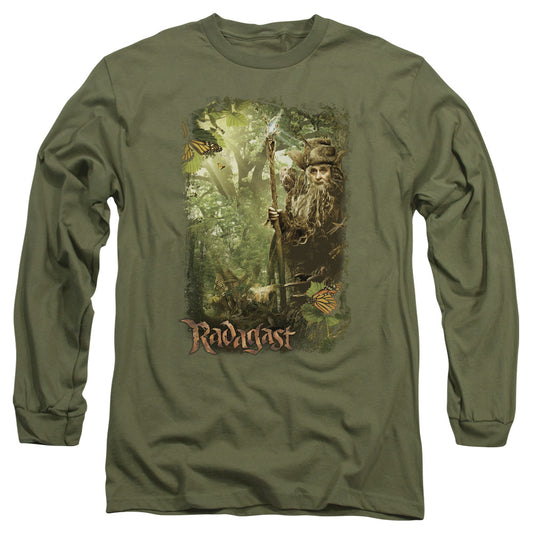 The Hobbit in the Woods Mens Long Sleeve Shirt Military Green