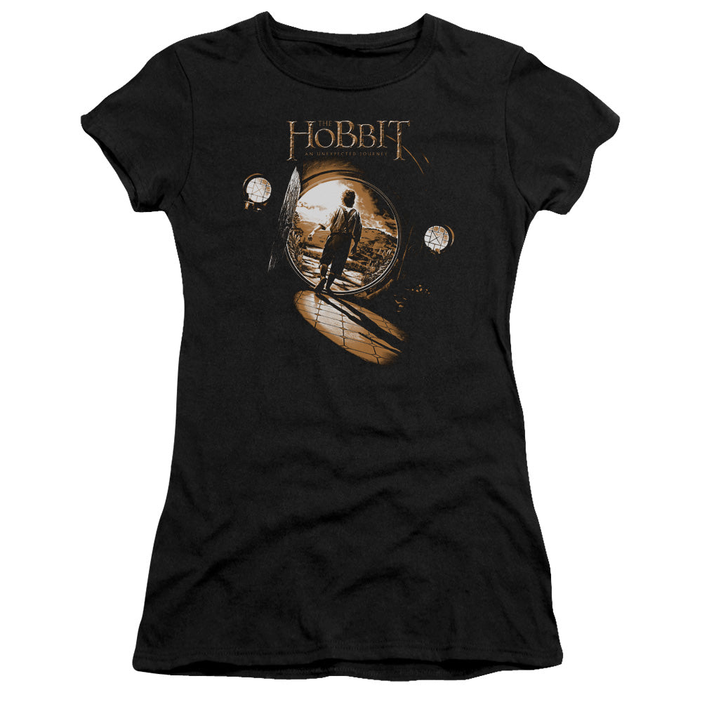 The Hobbit The Hobbit Hole Junior Sheer Cap Sleeve Womens T Shirt Black