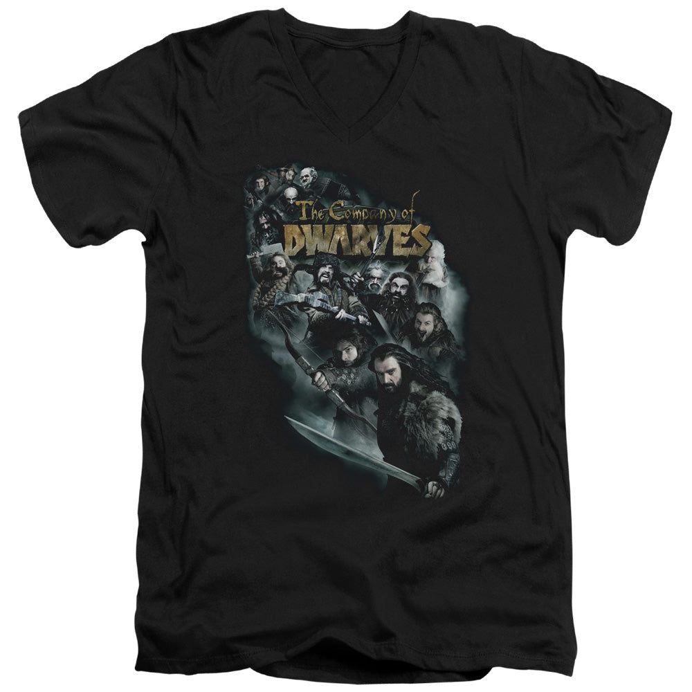 The Hobbit Company of Dwarves Mens Slim Fit V-Neck T Shirt Black