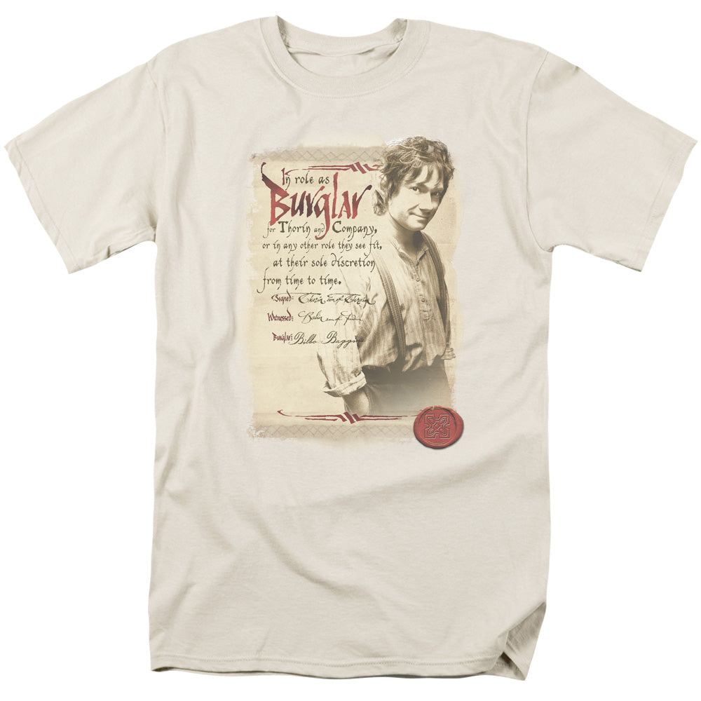 The Hobbit Burglar Mens T Shirt Cream