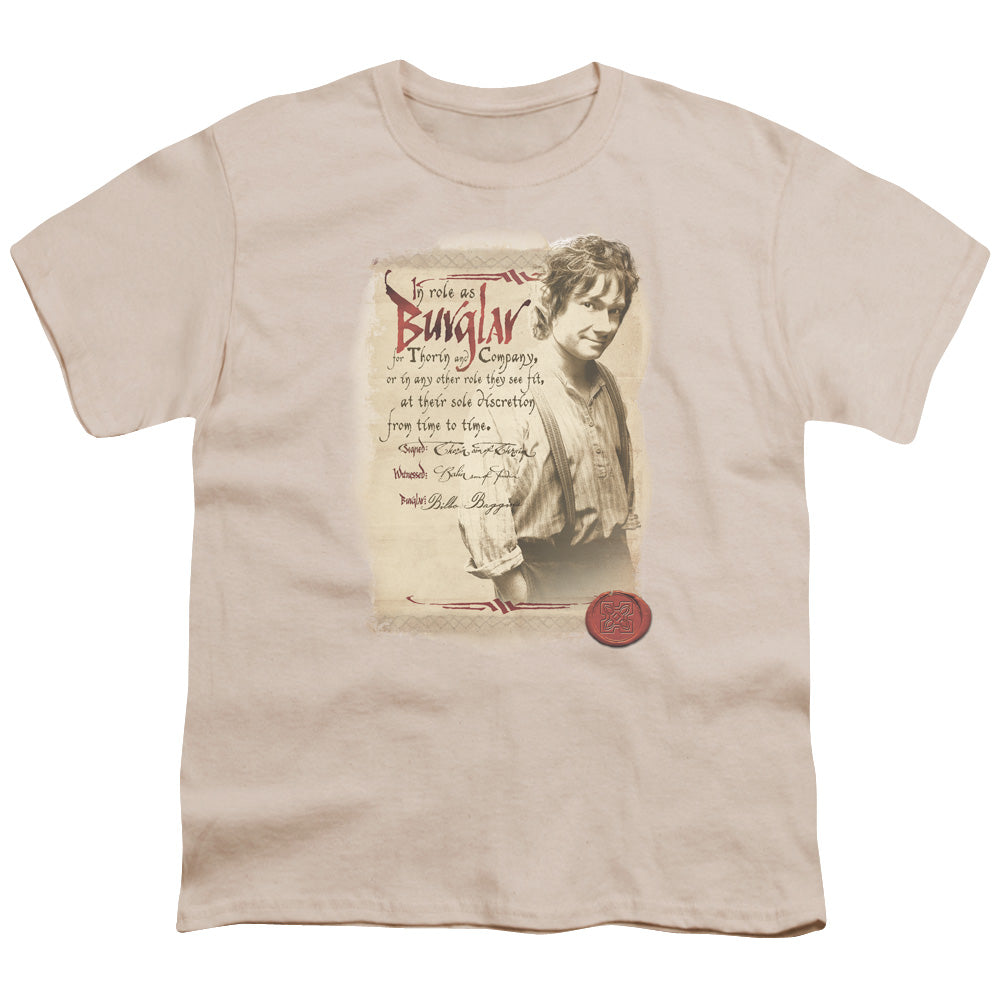 The Hobbit Burglar Kids Youth T Shirt Cream