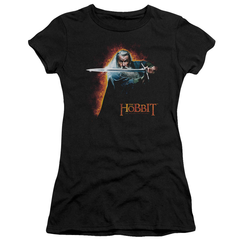 The Hobbit Secret Fire Junior Sheer Cap Sleeve Womens T Shirt Black