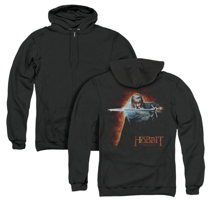 The Hobbit Secret Fire Back Print Zipper Mens Hoodie Black