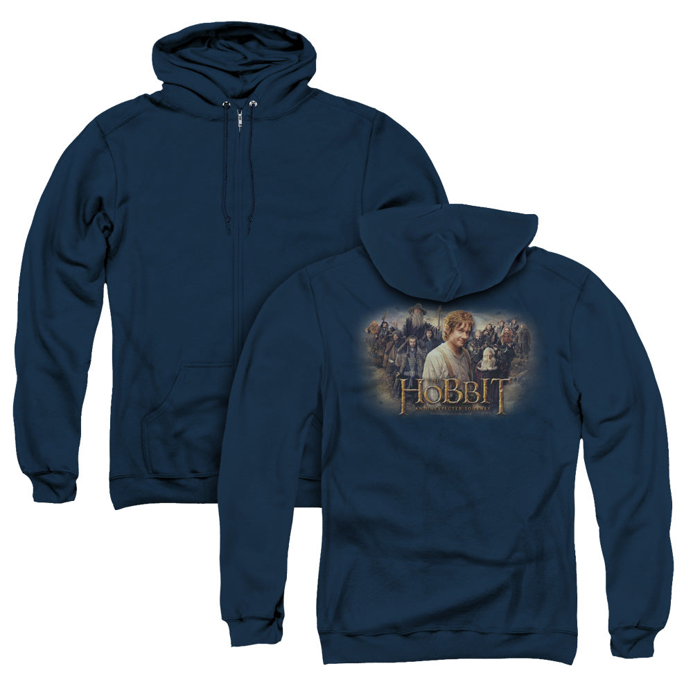 The Hobbit The Hobbit Rally Back Print Zipper Mens Hoodie Navy Blue