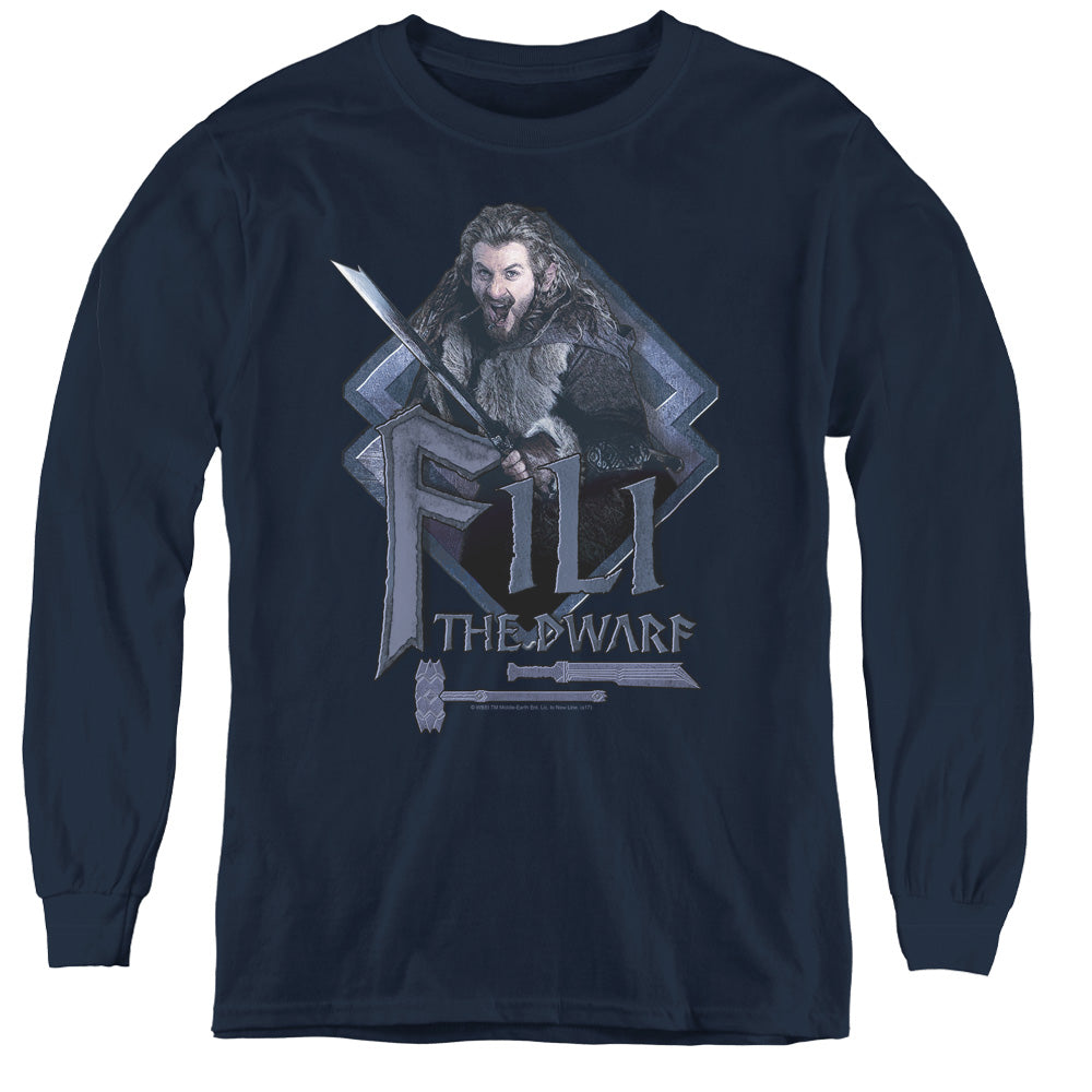 The Hobbit Fili Long Sleeve Kids Youth T Shirt Navy Blue