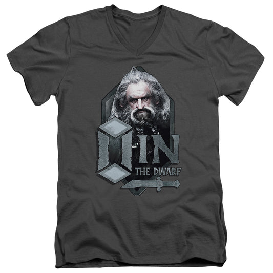 The Hobbit Oin Mens Slim Fit V-Neck T Shirt Charcoal