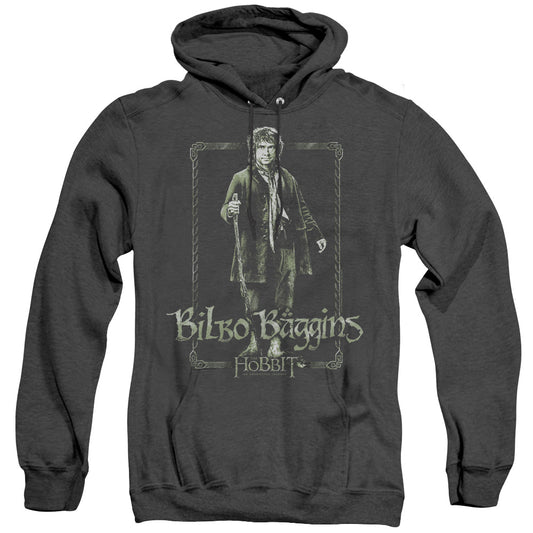 The Hobbit Bilbo Stare Mens Heather Hoodie Black Officially Licensed
