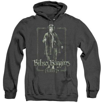 The Hobbit Bilbo Stare Mens Heather Hoodie Black Officially Licensed
