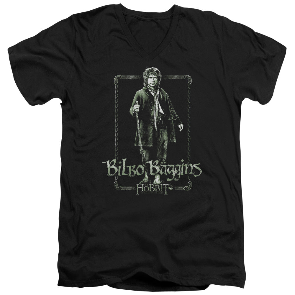 The Hobbit Bilbo Stare Mens Slim Fit V-Neck T Shirt Black