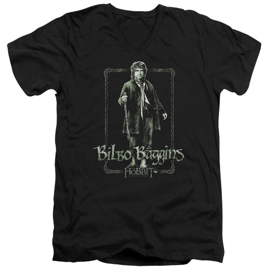 The Hobbit Bilbo Stare Mens Slim Fit V-Neck T Shirt Black