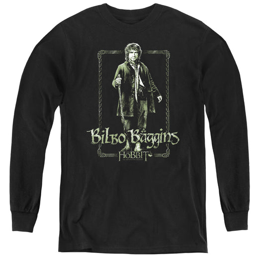 The Hobbit Bilbo Stare Long Sleeve Kids Youth T Shirt Black