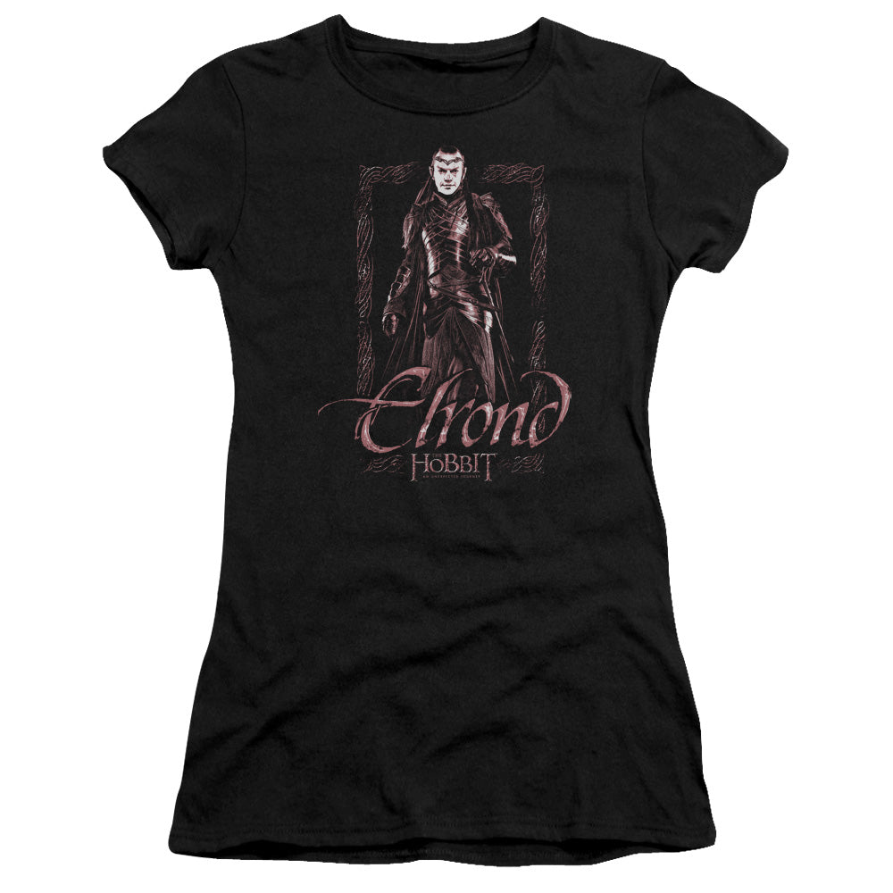 The Hobbit Elrond Stare Junior Sheer Cap Sleeve Womens T Shirt Black