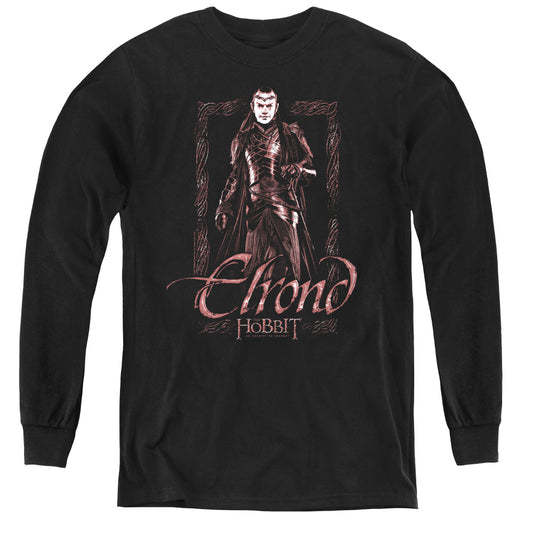 The Hobbit Elrond Stare Long Sleeve Kids Youth T Shirt Black