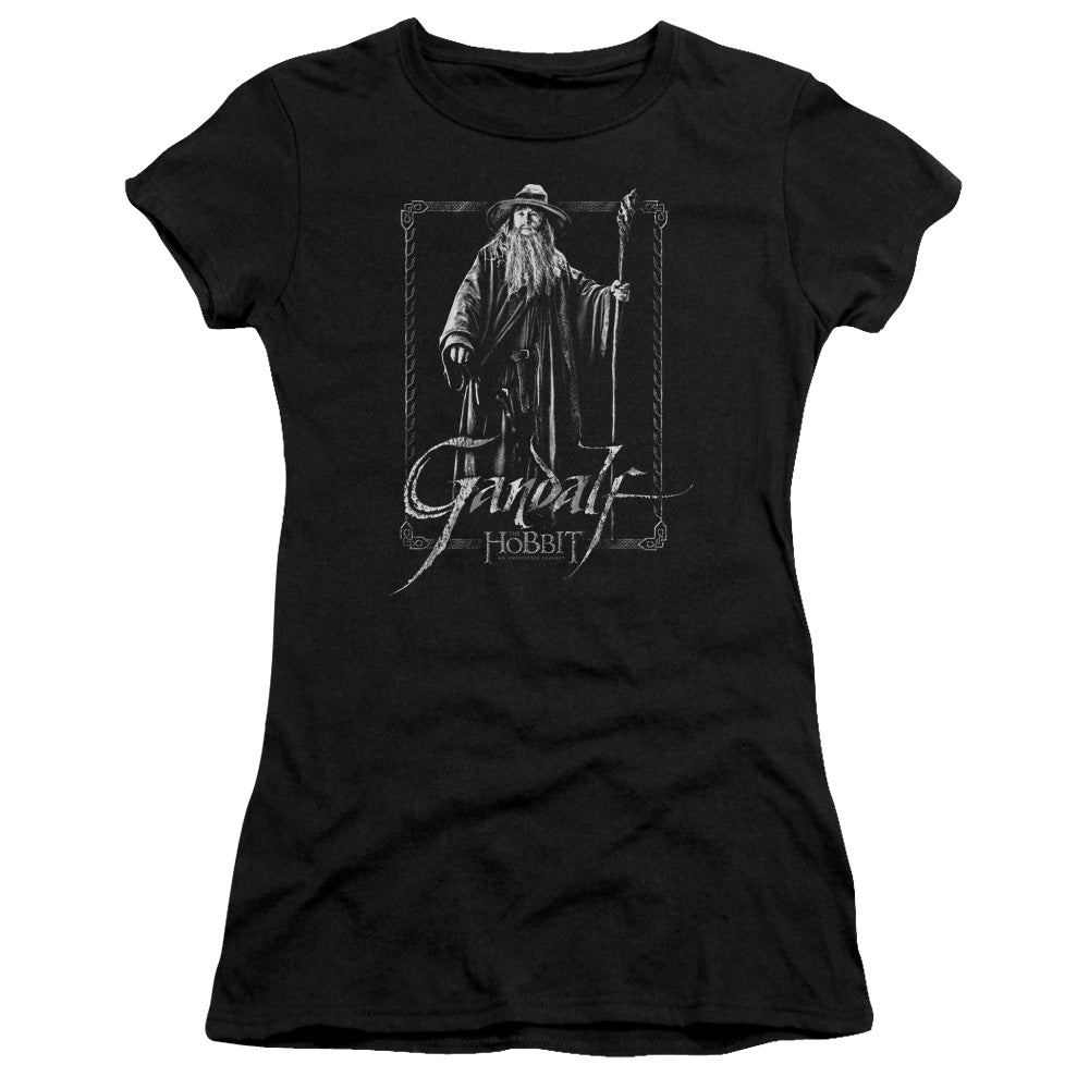 The Hobbit Gandalf Stare Junior Sheer Cap Sleeve Womens T Shirt Black