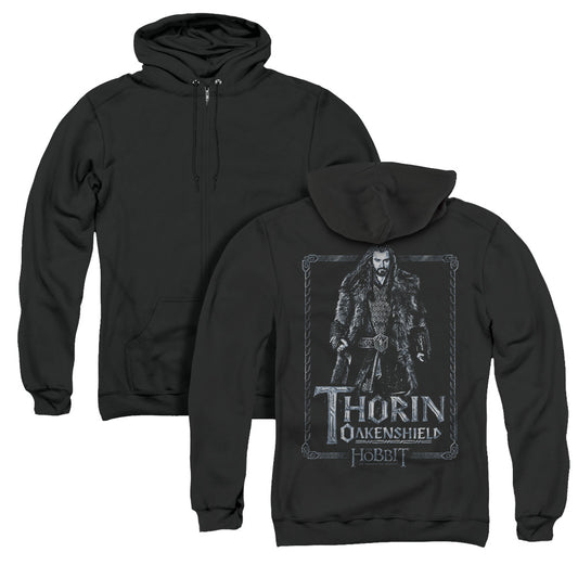 The Hobbit Thorin Stare Back Print Zipper Mens Hoodie Black