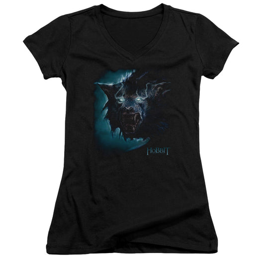 The Hobbit Warg Junior Sheer Cap Sleeve V-Neck Womens T Shirt Black