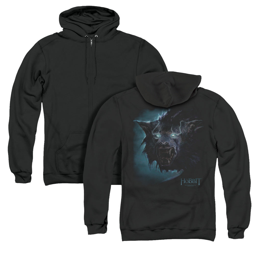 The Hobbit Warg Back Print Zipper Mens Hoodie Black