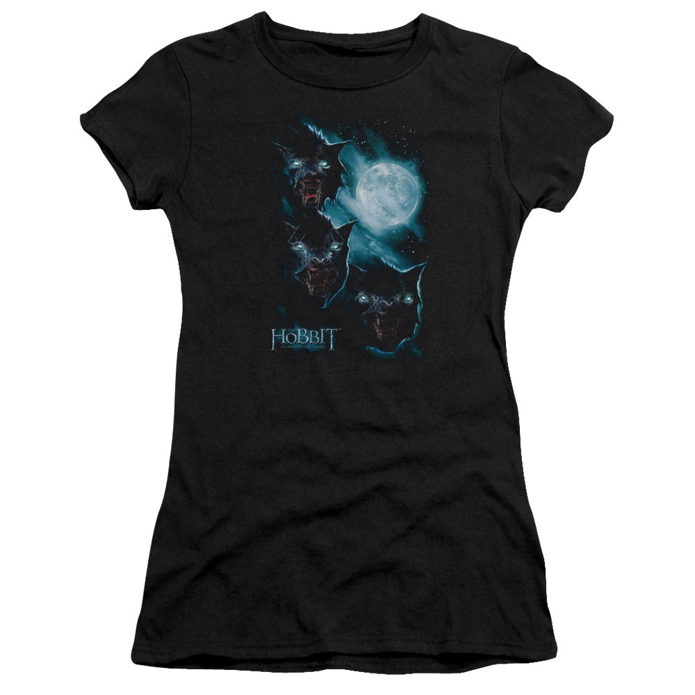 The Hobbit Three Warg Moon Junior Sheer Cap Sleeve Womens T Shirt Black