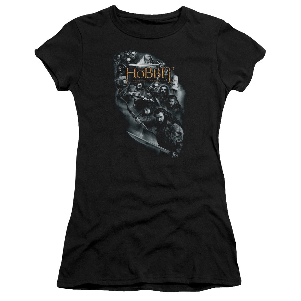 The Hobbit Cast of Characters Junior Sheer Cap Sleeve Womens T Shirt Black