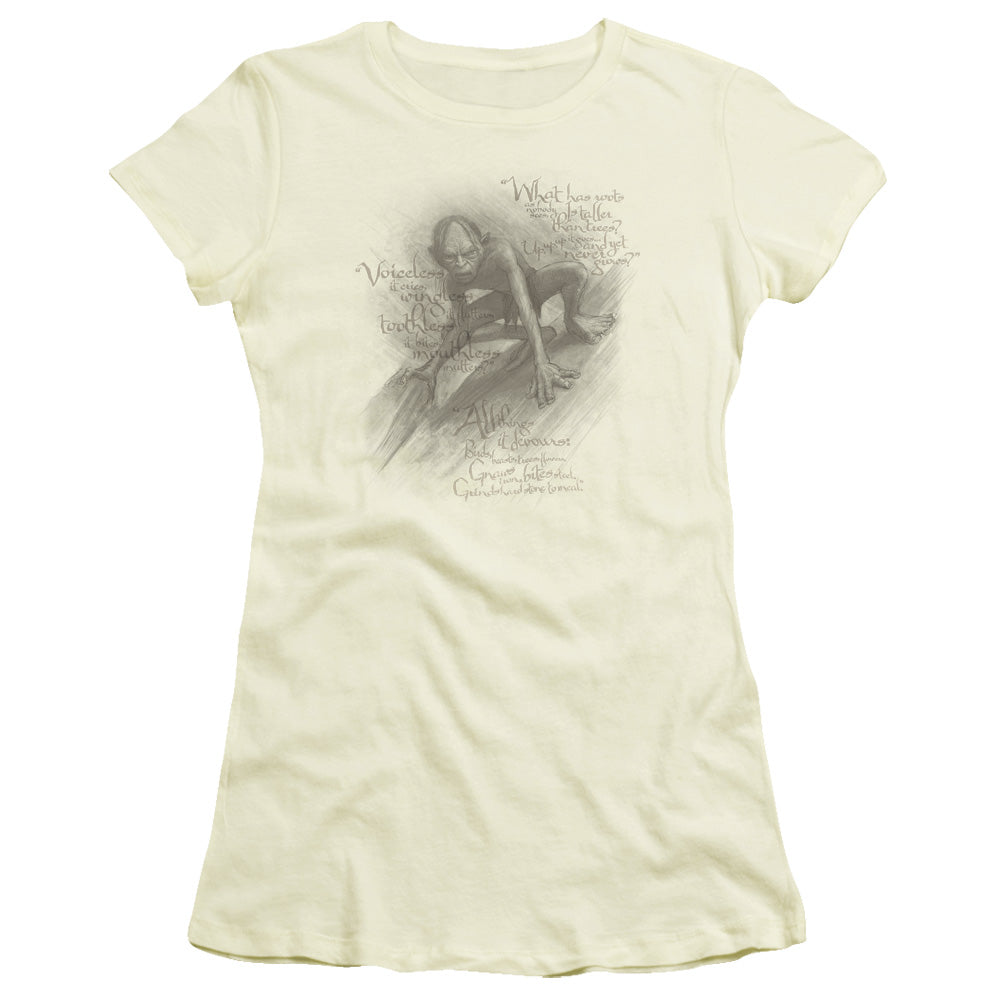 The Hobbit Riddles Junior Sheer Cap Sleeve Womens T Shirt Cream