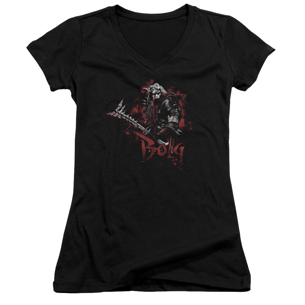 The Hobbit Bo Junior Sheer Cap Sleeve V-Neck Womens T Shirt Black