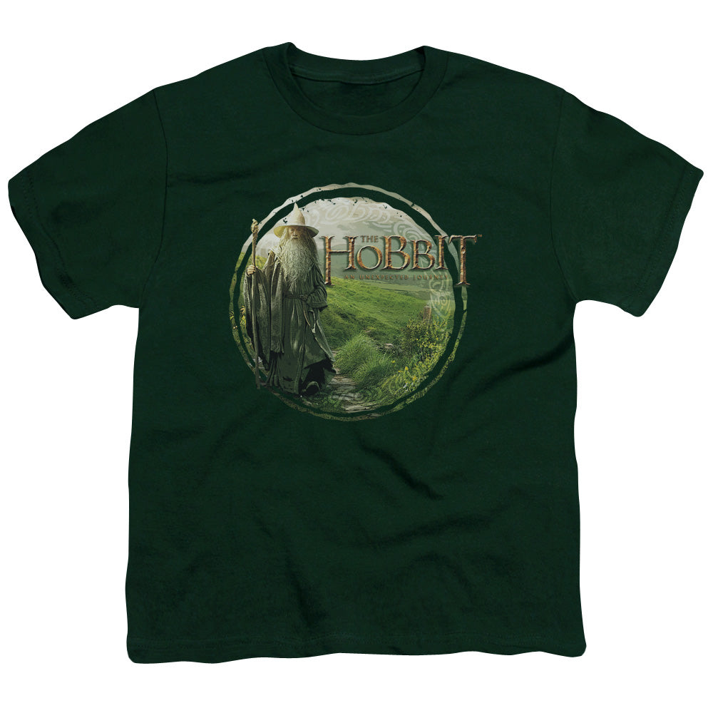 The Hobbit Gandalfs Journey Kids Youth T Shirt Hunter Green