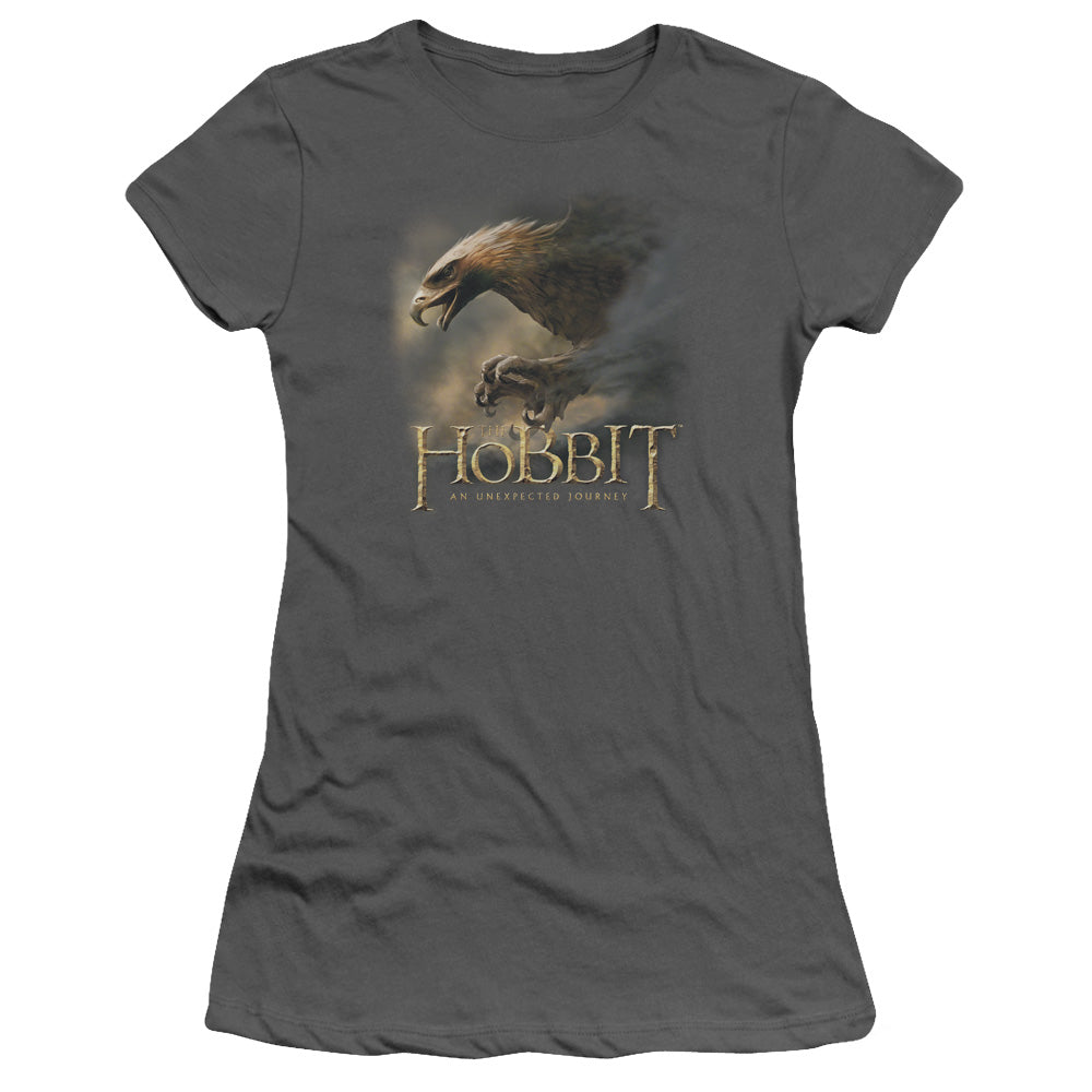 The Hobbit Great Eagle Junior Sheer Cap Sleeve Womens T Shirt Charcoal