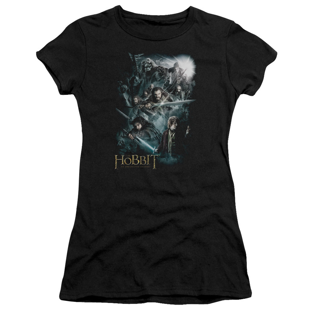 The Hobbit Epic Adventure Junior Sheer Cap Sleeve Womens T Shirt Black