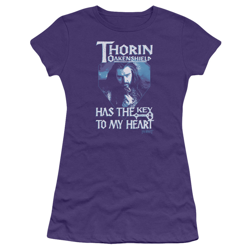 The Hobbit Thorins Key Junior Sheer Cap Sleeve Womens T Shirt Purple