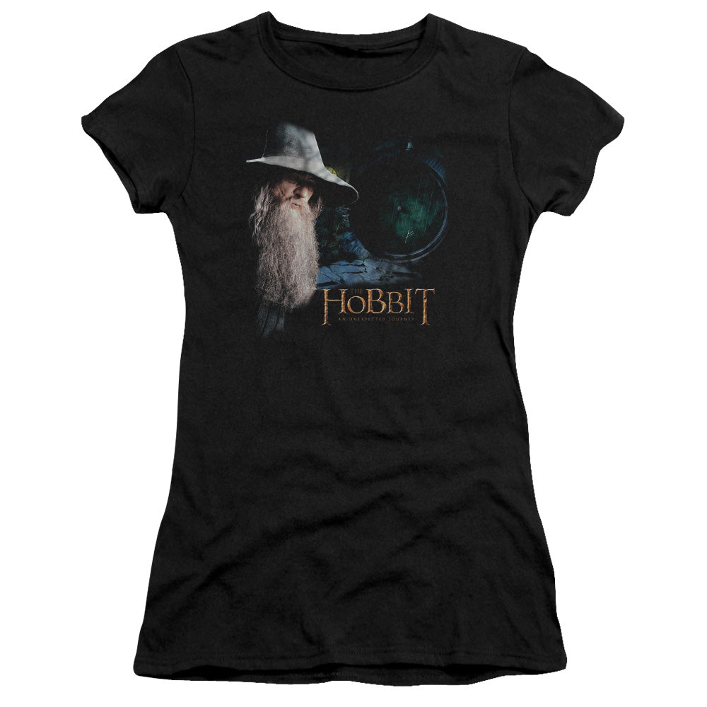 The Hobbit the Door Junior Sheer Cap Sleeve Womens T Shirt Black