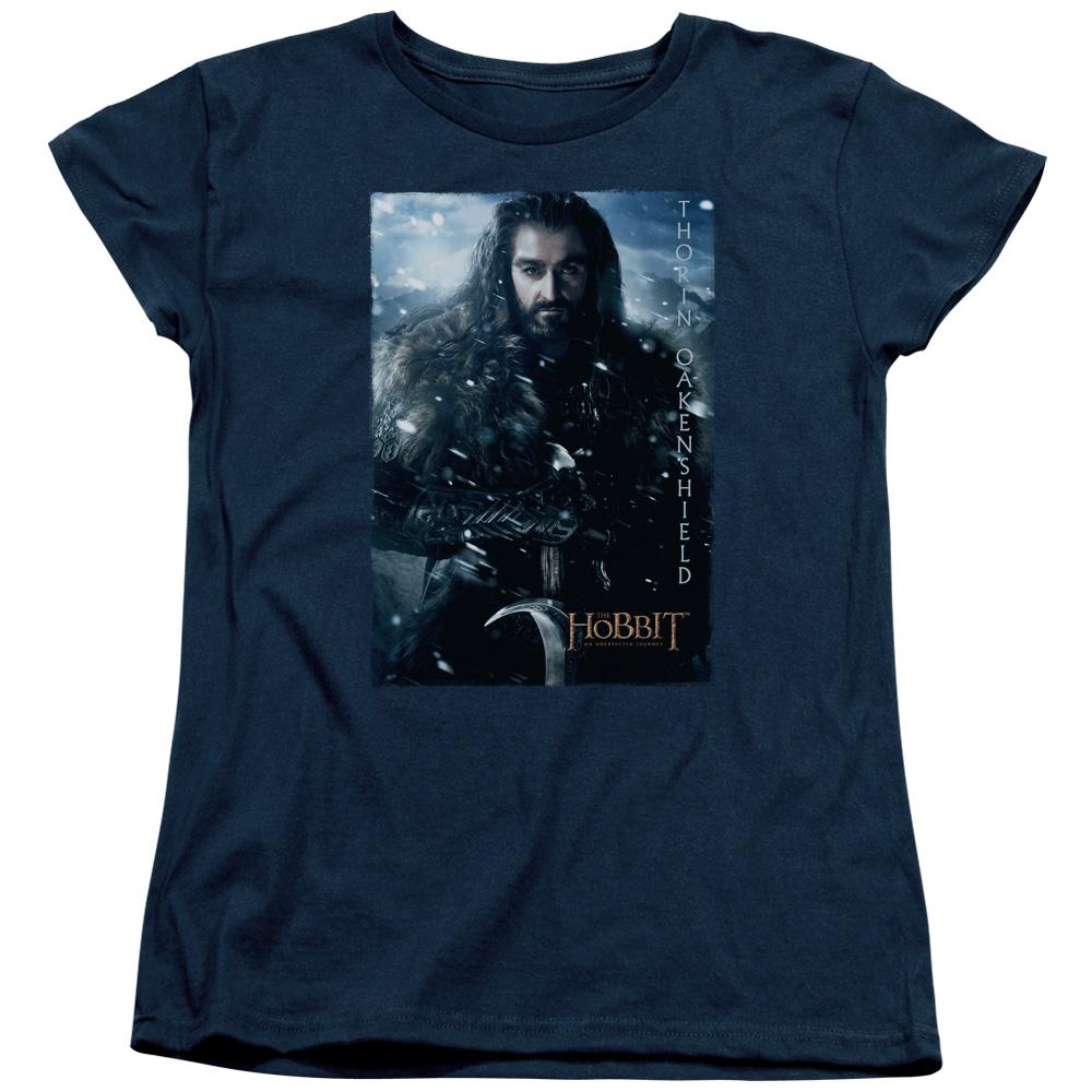 The Hobbit Thorin Poster Womens T Shirt Navy Blue