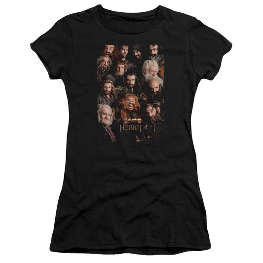 The Hobbit Dwarves Poster Junior Sheer Cap Sleeve Womens T Shirt Black