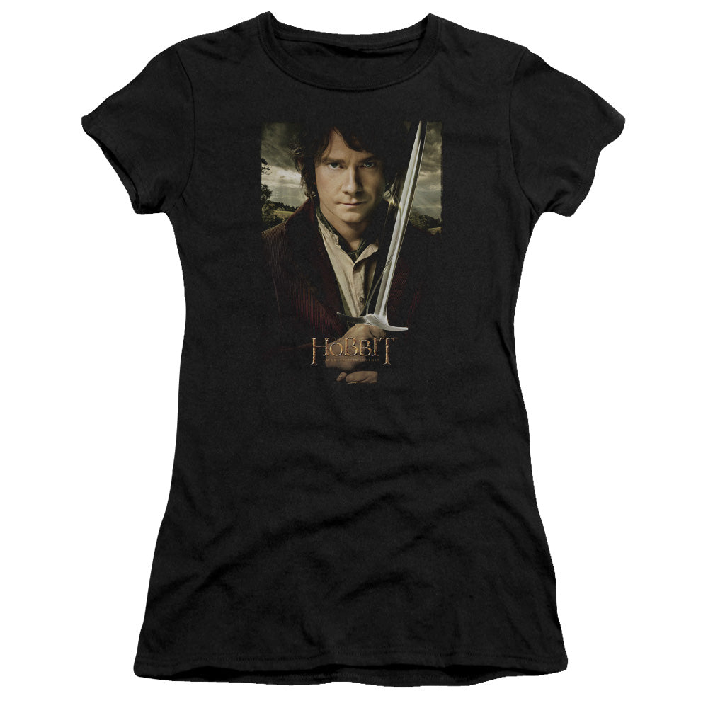 The Hobbit Baggins Poster Junior Sheer Cap Sleeve Womens T Shirt Black