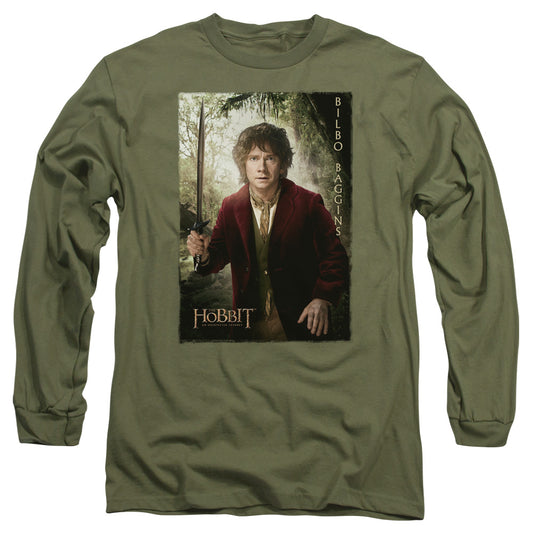 The Hobbit Bilbo Poster Mens Long Sleeve Shirt Military Green