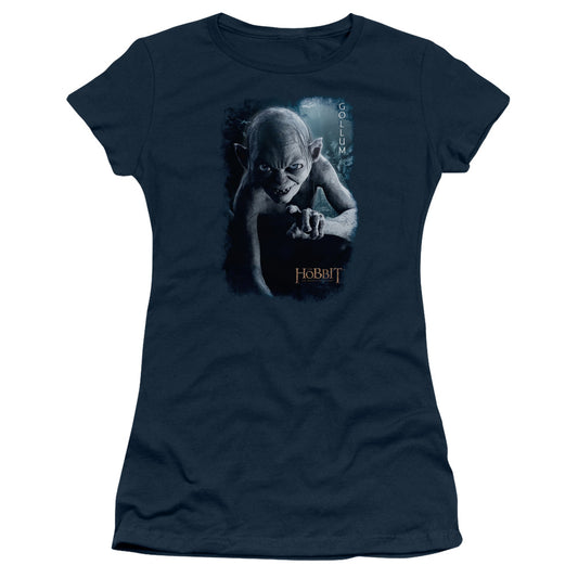 The Hobbit Gollum Poster Junior Sheer Cap Sleeve Womens T Shirt Navy Blue