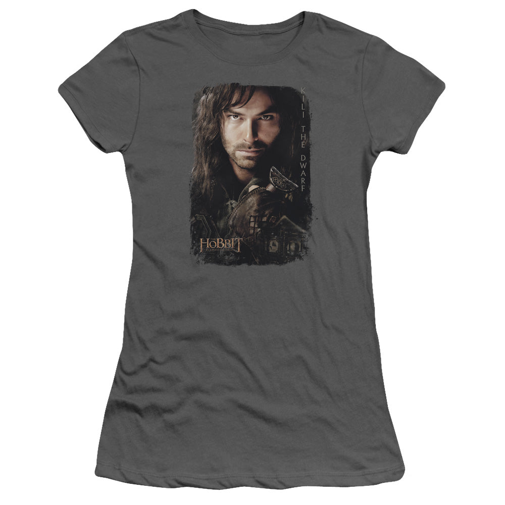 The Hobbit Kili Poster Junior Sheer Cap Sleeve Womens T Shirt Charcoal