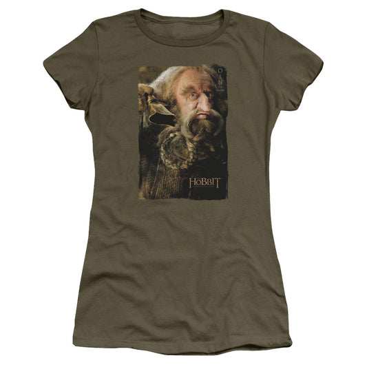 The Hobbit Oin Junior Sheer Cap Sleeve Womens T Shirt Military Green