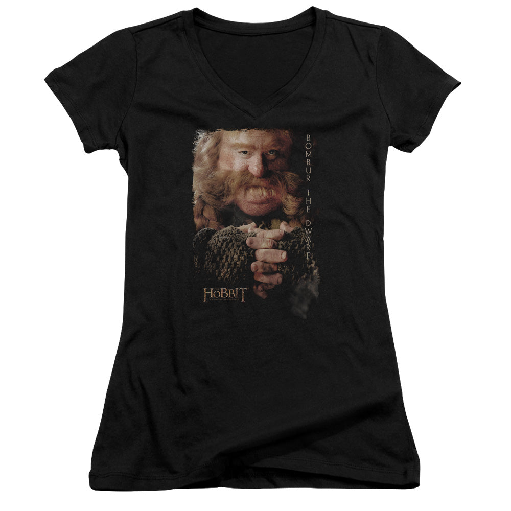 The Hobbit Bombur Junior Sheer Cap Sleeve V-Neck Womens T Shirt Black