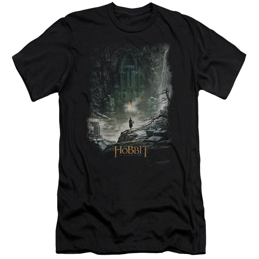 The Hobbit at Augs Door Slim Fit Mens T Shirt Black
