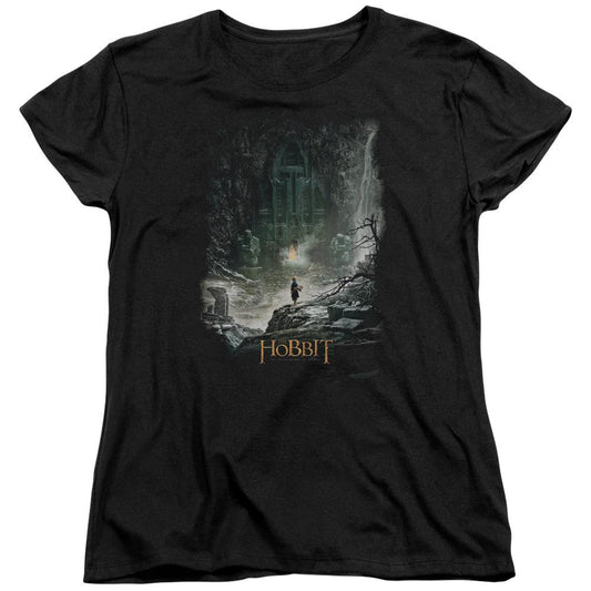 The Hobbit at Augs Door Womens T Shirt Black