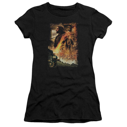 The Hobbit Golden Chamber Junior Sheer Cap Sleeve Womens T Shirt Black