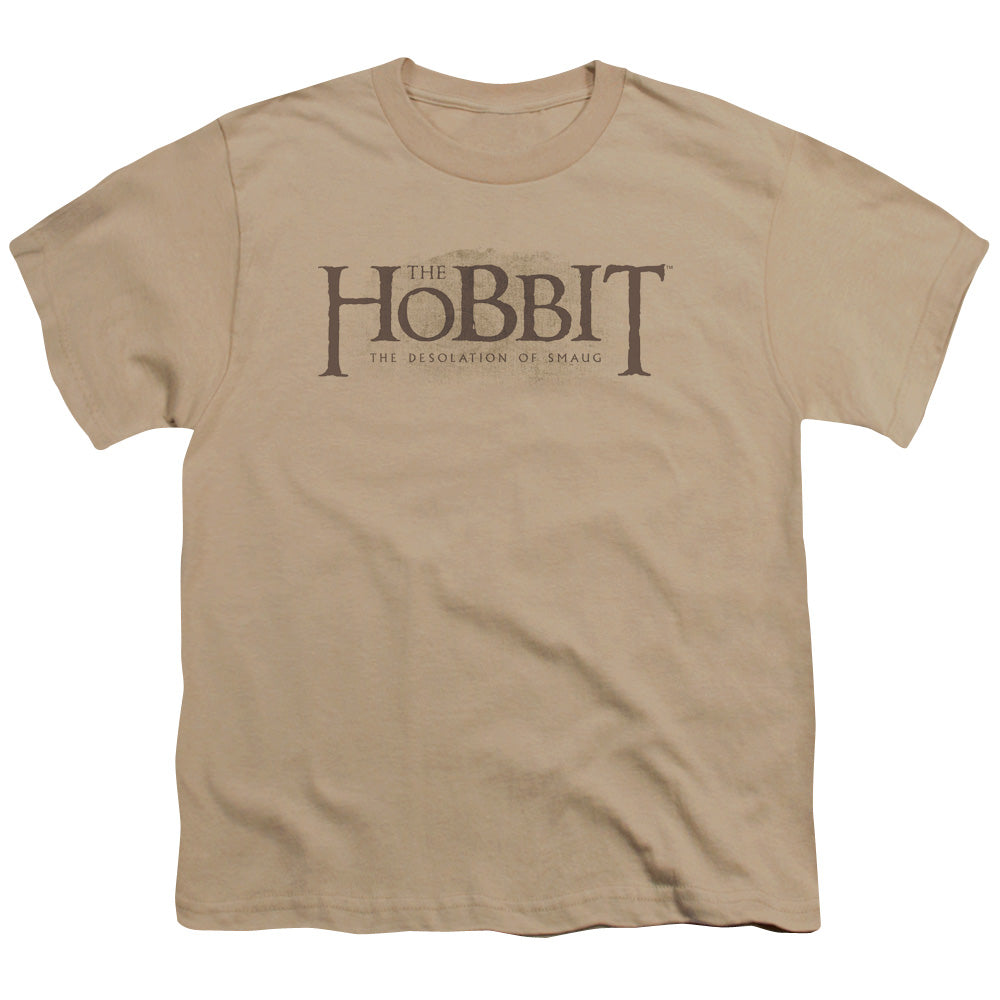 The Hobbit Textured Logo Kids Youth T Shirt Sand