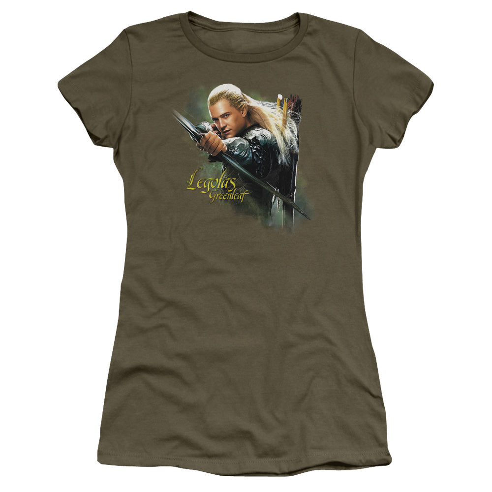 The Hobbit Legolas Greenleaf Junior Sheer Cap Sleeve Womens T Shirt Military Green