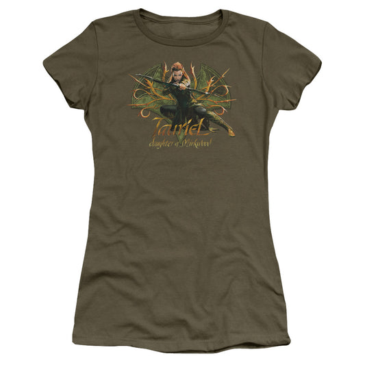 The Hobbit Tauriel Junior Sheer Cap Sleeve Womens T Shirt Military Green