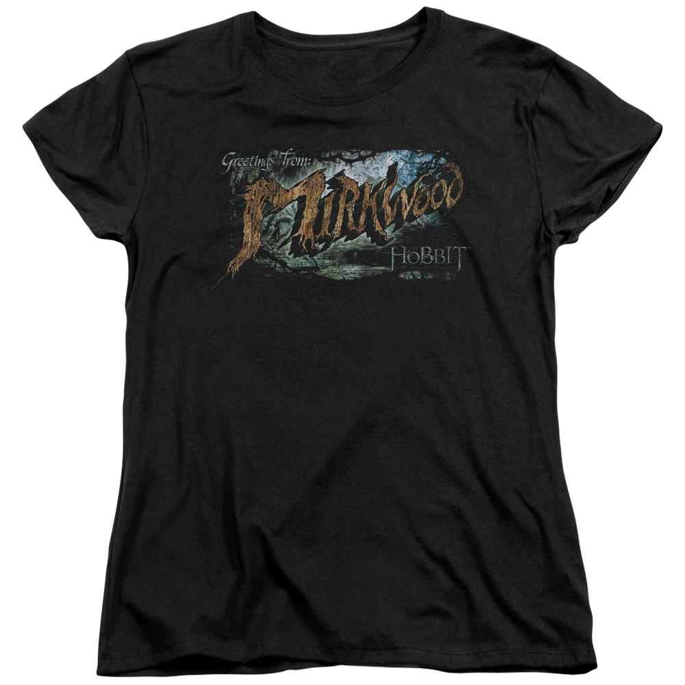 The Hobbit Greetings From Mirkwood Womens T Shirt Black