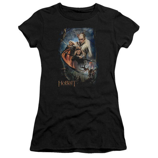 The Hobbit Thranduils Realm Junior Sheer Cap Sleeve Womens T Shirt Black