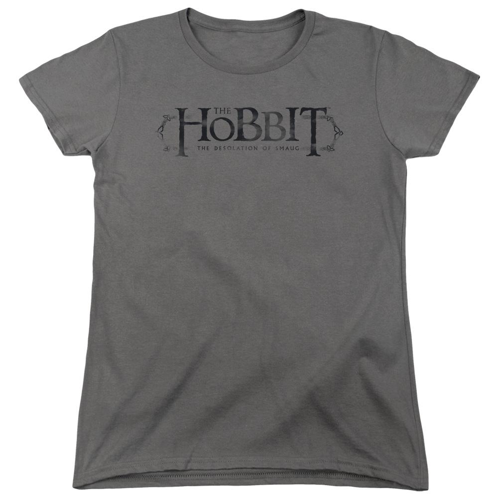 The Hobbit Ornate Logo Womens T Shirt Charcoal