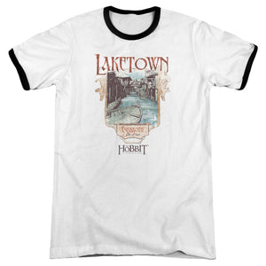 The Hobbit Laketown Heather Ringer Mens T Shirt White